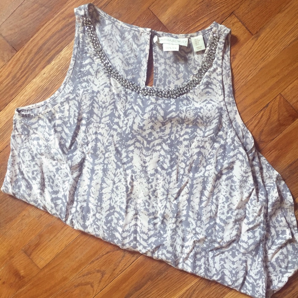 grey & pink embellished tank